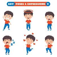 poses y expresiones de un chico divertido. vector