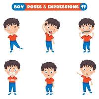 poses y expresiones de un chico divertido. vector