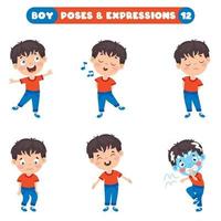 poses y expresiones de un chico divertido. vector