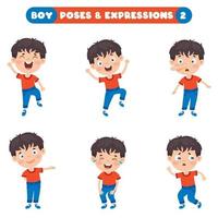 poses y expresiones de un chico divertido. vector