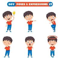 poses y expresiones de un chico divertido. vector