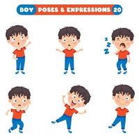 poses y expresiones de un chico divertido. vector