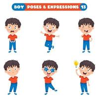 poses y expresiones de un chico divertido. vector