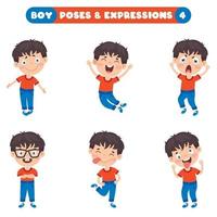 poses y expresiones de un chico divertido. vector