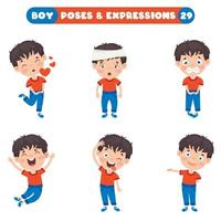 poses y expresiones de un chico divertido. vector