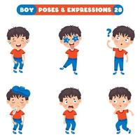 poses y expresiones de un chico divertido. vector