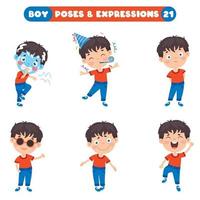 poses y expresiones de un chico divertido. vector