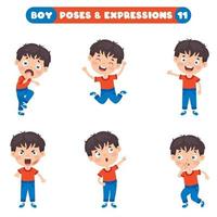 poses y expresiones de un chico divertido. vector