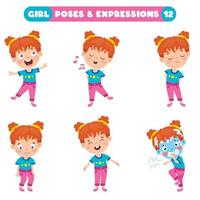 Poses And Expressions Of A Funny Girl vector