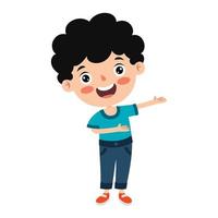 Funny Child Presenting And Pointing vector