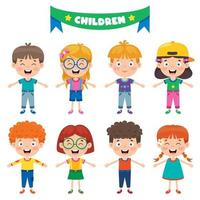 Group Of Funny Children Playing vector