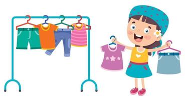 Little Kid And Colorful Clothes vector