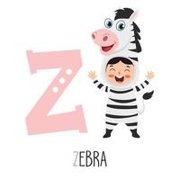 Character In Animal Costume Showing Alphabet Letter vector