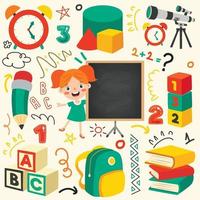 School Supplies For Children Education vector