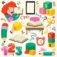 School Supplies For Children Education vector