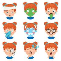 Set Of Different Expressions Of Kids vector