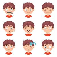 Set Of Different Expressions Of Kids vector