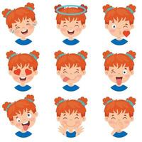 Set Of Different Expressions Of Kids vector