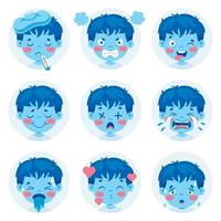 Set Of Different Expressions Of Kids vector