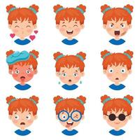 Set Of Different Expressions Of Kids vector