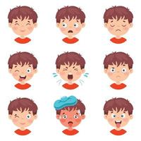 Set Of Different Expressions Of Kids vector