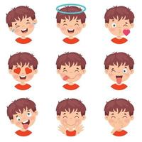 conjunto de diferentes expresiones de los niños. vector