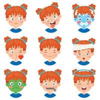 Set Of Different Expressions Of Kids vector