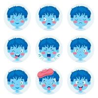 Set Of Different Expressions Of Kids vector