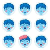 Set Of Different Expressions Of Kids vector