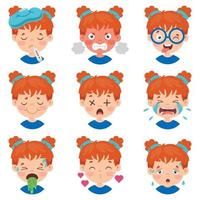 Set Of Different Expressions Of Kids vector