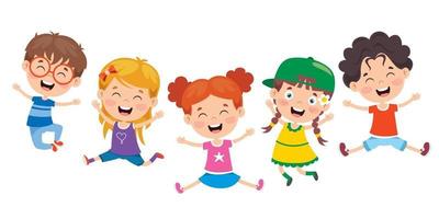 Group Of Funny Children Jumping vector