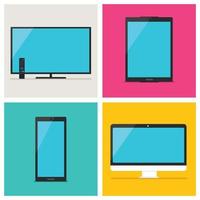 Digital Devices On Colorful Background vector