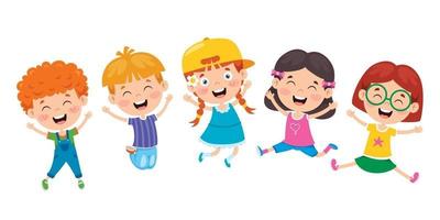 Group Of Funny Children Jumping vector