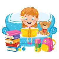 Cute Funny Child Reading Book vector