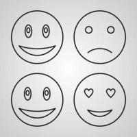 Set of Vector Line Icons of Emojis