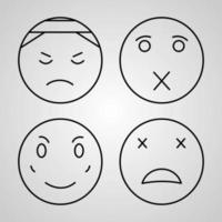 iconos de línea de emojis conjunto aislado en símbolos de contorno blanco emojis vector