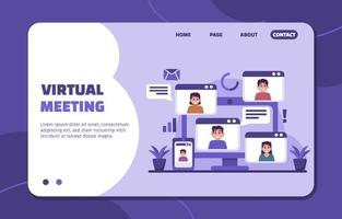 Virtual Meeting Landing Page vector