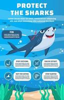 infografía de proteger a los tiburones. vector