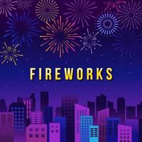 Fireworks Show with Skyline vector