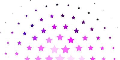 Fondo de vector rosa púrpura claro con estrellas pequeñas y grandes diseño decorativo borroso en estilo simple con patrón de estrellas para envolver regalos