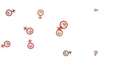 Light Red Yellow vector background with woman symbols