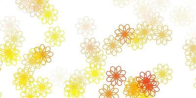 plantilla de doodle de vector amarillo claro con flores