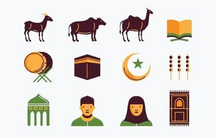 Set of Colorful Icons Eid El Adha vector