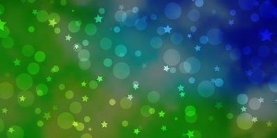 diseño de vector verde azul claro con círculos estrellas ilustración abstracta con formas coloridas de círculos estrellas plantilla para sitios web de tarjetas de visita