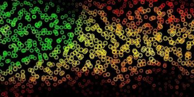 Dark green yellow vector background with bubbles