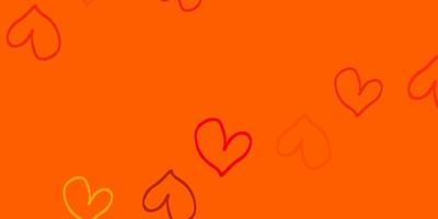 Light Orange vector pattern with colorful hearts