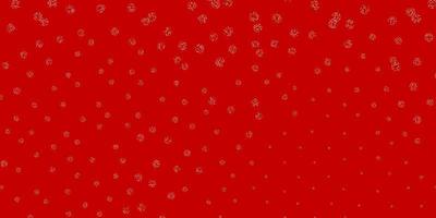 patrón de doodle de vector rojo verde claro con flores