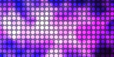 Fondo de vector púrpura claro con ilustración de círculos con un conjunto de patrón de esferas abstractas de colores brillantes para páginas de destino de sitios web