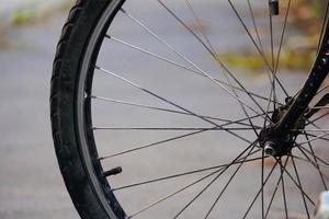 bicycle wheel on the street photo