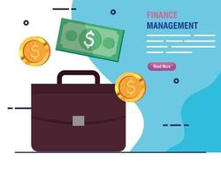 briefcase business with finance management icons vector